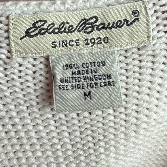 Eddie Bauer Cotton Knit Floral Print Cream Tan Scoop Neck Sweater Vest Medium - Picture 6 of 7